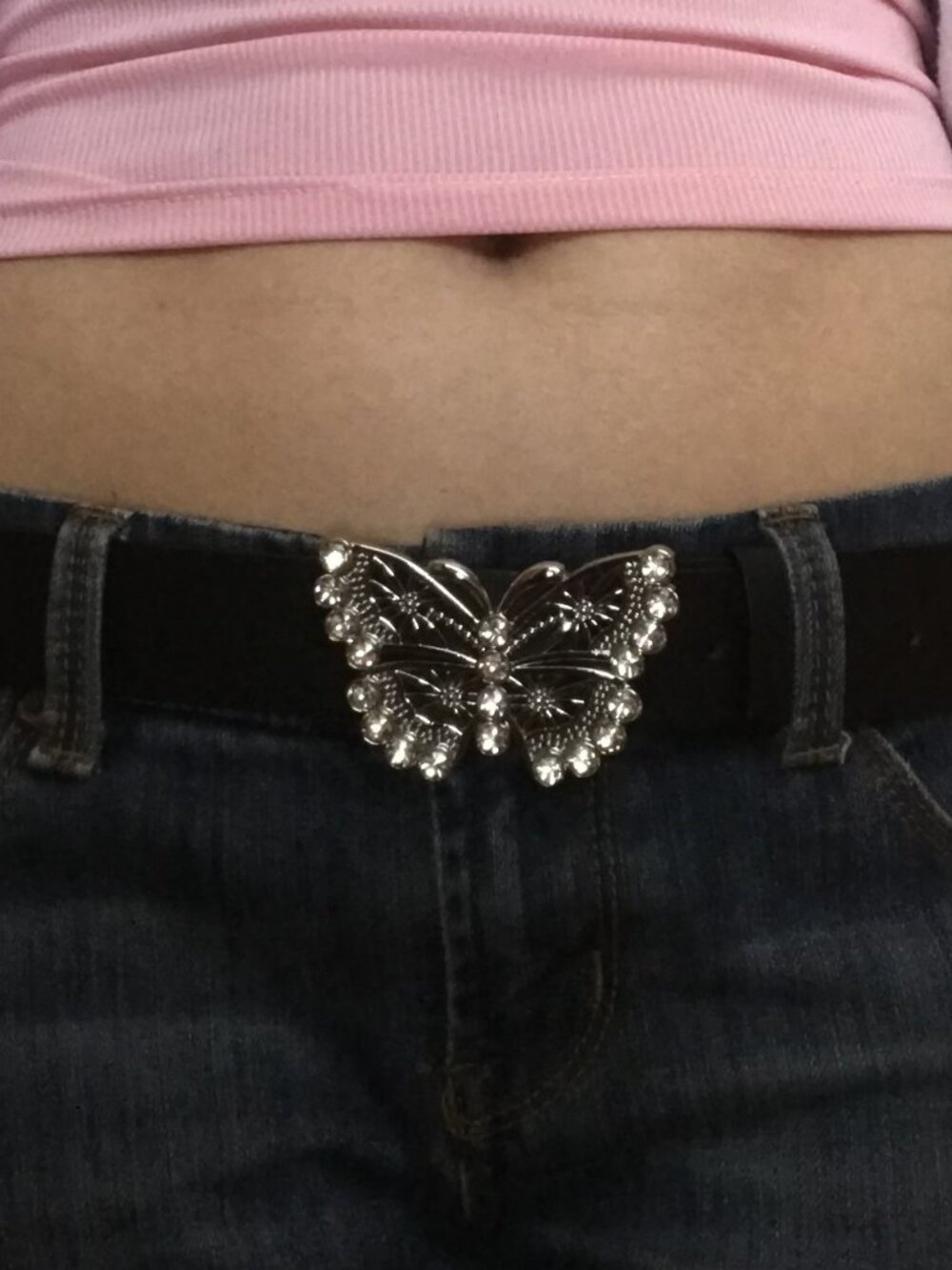H&M (DIVIDED) Rhinestone Butterfly Buckle Belt - Picture 2 of 6